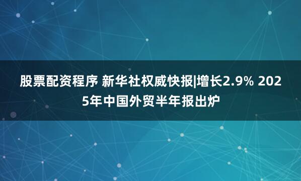 股票配资程序 新华社权威快报|增长2.9% 2025年中国外贸半年报出炉