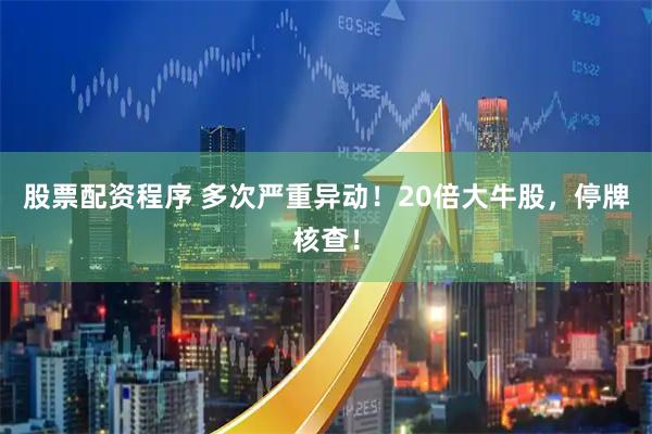 股票配资程序 多次严重异动！20倍大牛股，停牌核查！